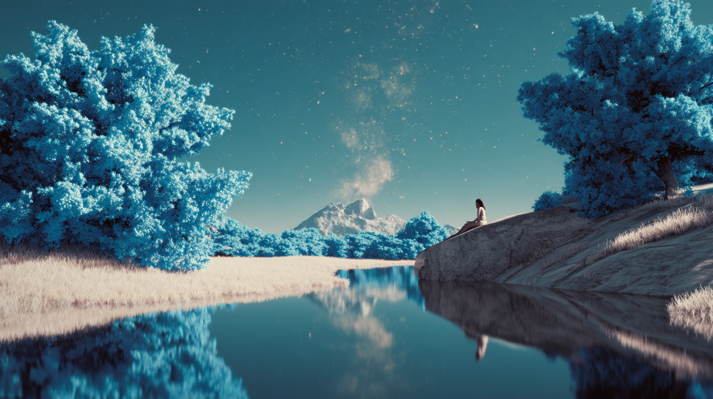 A softly-lit study desk at dusk — a dedicated space for deep work